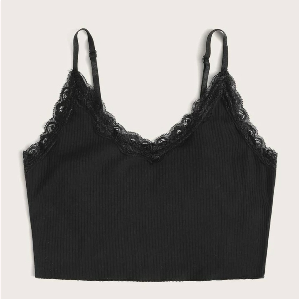 [goth style] women’s black lace cami crop top size small